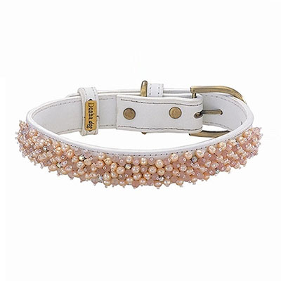 Beaded Fresh Water Pearl & Rose Quartz Dog Collar_big